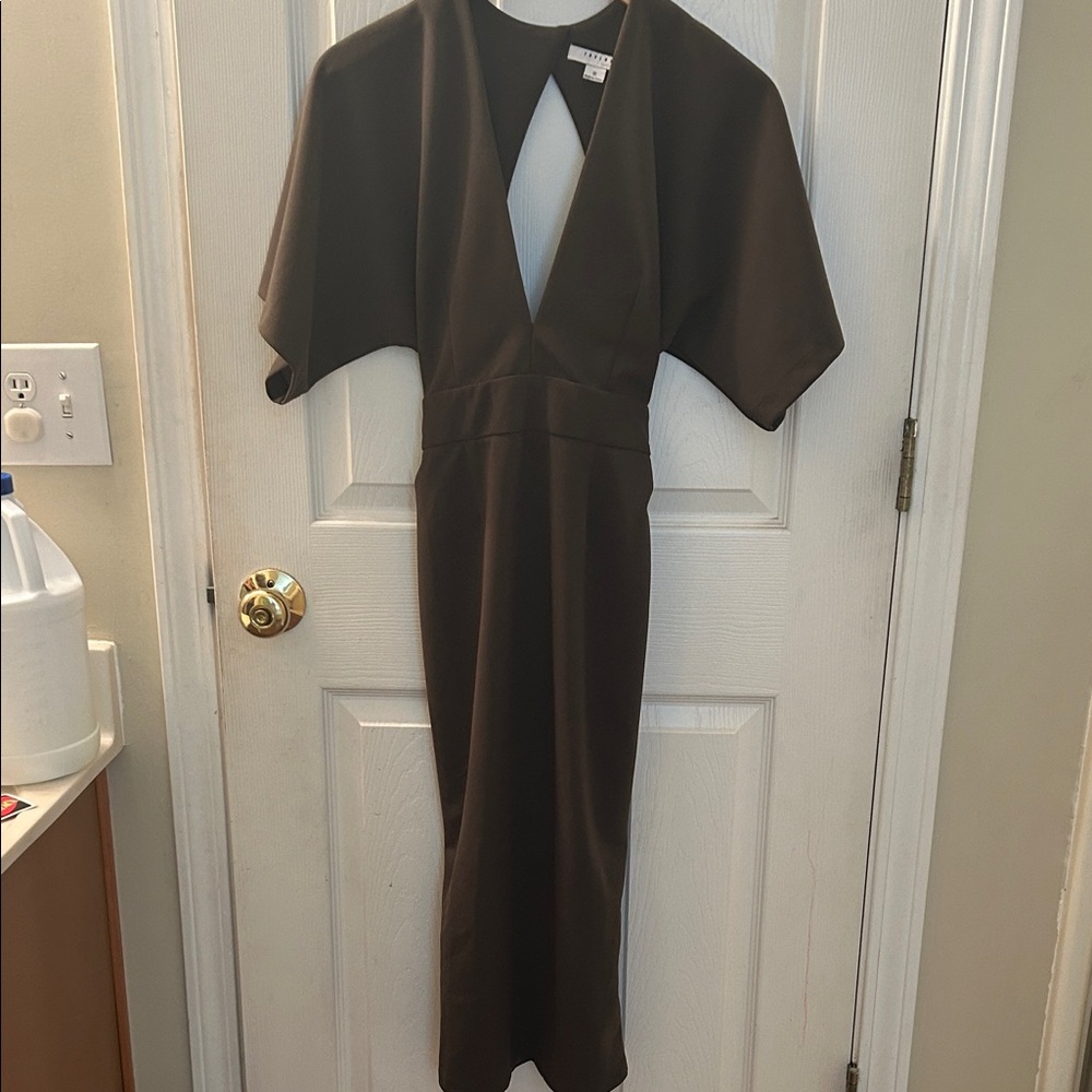 Elegant Dark Green V-Neck Dress